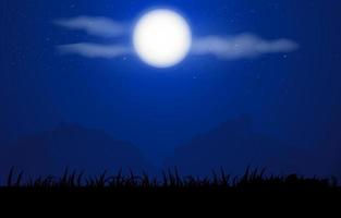 maan aan de hemel met berg 's nachts grafisch ontwerp vectorillustratie vector