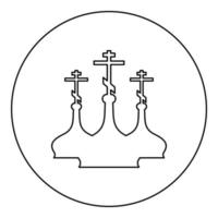 koepel van de kerk pictogram in cirkel ronde zwarte kleur vector illustratie afbeelding overzicht contour lijn dunne stijl
