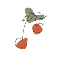 kersenfruit in continue tekenstijl vector