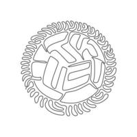 enkele een lijntekening sepak takraw bal of rotan bal. schaar schop. concept van teamsport, aziatisch sportspel, geest. swirl curl cirkel achtergrondstijl. moderne ononderbroken lijntekening ontwerp grafisch vector