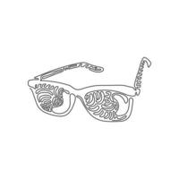 enkele doorlopende lijntekening zwarte bril. moderne modieuze brillen. hipster bril. zwarte mode leesbril. swirl krul stijl. een lijn tekenen grafisch ontwerp vectorillustratie vector