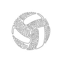 continu één lijntekening lederen volleybal icoon of logo. volleybal bal sport activiteit spelen competitie toernooi. swirl curl stijl concept. enkele lijn tekenen ontwerp vector grafische afbeelding