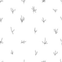 abstracte minimalistische vector naadloze patroon eenvoudige geïsoleerde takken met bladeren hand getekend in één lijn