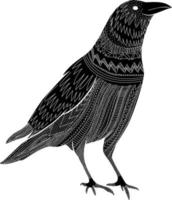 raaf folk met ornament mystieke vogel voor halloween geïsoleerde vector handgetekende