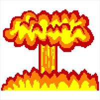 nucleaire explosie met pixelart. vectorillustratie. vector