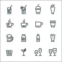 drankjes en dranken pictogrammen met witte achtergrond vector