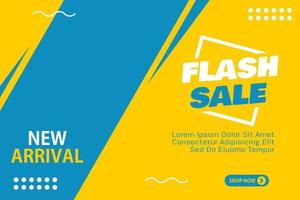 flash-verkoopbanner met het concept van een combinatie van blauwe en gele gratis vector