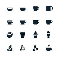 koffie en koffiekop pictogrammen vector