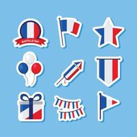 set van Bastille Day-feestpictogrammen vector