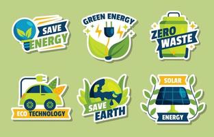 eco groene technologie sticker set vector