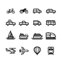 transport en voertuigen pictogrammen met witte achtergrond vector