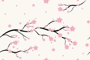 naadloze bloemen sakura patroon achtergrond, vector kersenbloesem en tak, hand getrokken decoratieve, naadloze achtergronden en wallpapers voor stof, verpakking, decoratieve print, textiel