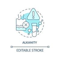 alkaliteit turkoois concept icoon. waterkwaliteit indicator abstracte idee dunne lijn illustratie. test procedure. geïsoleerde overzichtstekening. bewerkbare streek. vector