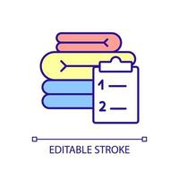 het organiseren van huishoudelijke taken rgb-kleurenpictogram. lijst maken van huishoudelijke taken voor kinderen. routine van het huishouden. geïsoleerde vectorillustratie. eenvoudige gevulde lijntekening. bewerkbare streek. vector