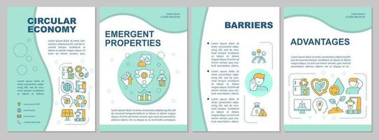 circulaire economie model mint brochure sjabloon. belemmeringen en voordelen. folderontwerp met lineaire pictogrammen. 4 vectorlay-outs voor presentatie, jaarverslagen. vector