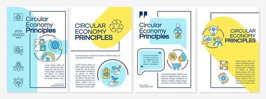 circulaire economie concepten blauwe en gele brochure sjabloon. recyclen en hergebruiken. folderontwerp met lineaire pictogrammen. 4 vectorlay-outs voor presentatie, jaarverslagen. vector