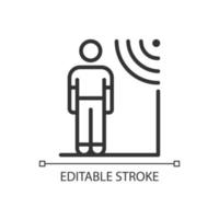 nabijheidssensoren pixel perfect lineair pictogram. afstandsregeling voor toegang. internet van dingen. dunne lijn illustratie. contour symbool. vector overzichtstekening. bewerkbare streek. arial lettertype gebruikt