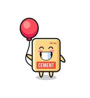 de mascotteillustratie van de cementzak speelt ballon vector