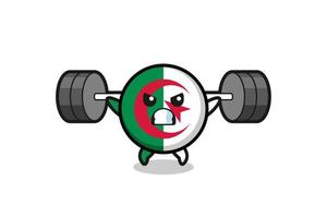 algerije vlag mascotte cartoon met een barbell vector