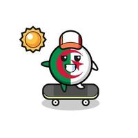 algerije vlag karakter illustratie berijd een skateboard vector