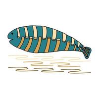 gestileerde decoratieve vissen in vlakke stijl kleurrijke moderne eenvoudige vissen voor onderwaterontwerp dat op witte vectorillustratie wordt geïsoleerd vector