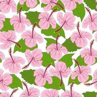 tropisch hibiscus bloem exotisch naadloos patroon vector