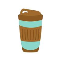 herbruikbare thermocup voor warme dranken, koffie, thee, cacao. vectorillustratie in cartoon-stijl voor het concept van nul afval. vector