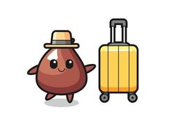 choco chip cartoon afbeelding met bagage op vakantie vector