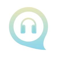 hoofdtelefoon chat verloop logo ontwerp sjabloon pictogram vector