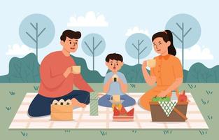 picknick met familie vector