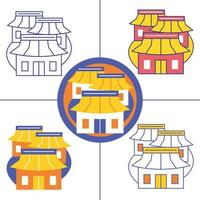 bukchon hanok dorp in platte ontwerpstijl vector