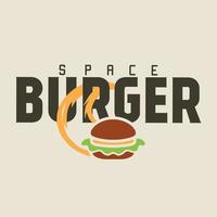 space burger is een logo dat kan worden gebruikt voor een fastfoodbedrijf waarvan het product hamburgers is vector