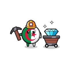 karakterillustratie van de vlag van algerije als mijnwerker vector