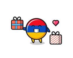 Armenië vlag mascotte cartoon geeft het geschenk vector