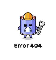 error 404 met de schattige cilinder spaarvarken mascotte vector