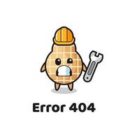 error 404 met de schattige pinda-mascotte vector