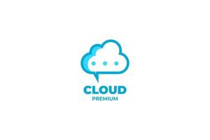 platte wolk met tekstballon logo vector sjabloonontwerp