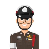 Thaise politieagent in eenvoudige platte vector. persoonlijk profielpictogram of symbool. Officier van de overheid. mensen grafisch ontwerp vectorillustratie. vector