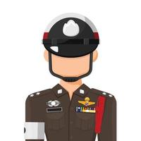 Thaise politieagent in eenvoudige platte vector. persoonlijk profielpictogram of symbool. Officier van de overheid. mensen grafisch ontwerp vectorillustratie. vector