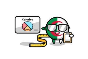 illustratie van de vlagmascotte van Algerije als diëtist vector