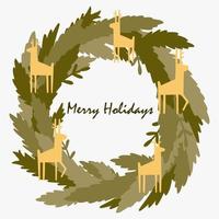 kerstversiering krans, groenblijvende takken, dennenboom, deurkrans. vector kerst krans geïsoleerd op een witte achtergrond.