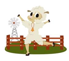 gelukkige schapen op de boerderij. vector