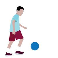 portret van lopende man met voetbal, vector geïsoleerd op een witte achtergrond, gezichtsloze illustratie, man aan het voetballen