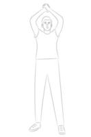 schets portret van een man met handen boven zijn hoofd, platte vector, isoleren op witte achtergrond vector