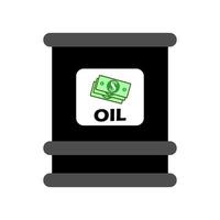 petrodollar olievathandel met geld, olievat omzetten met geld, stijgende olieprijzen, oliehandel, energiebronnen, vat. vectorillustratie plat ontwerp goed voor elementontwerp vector