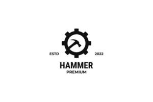 platte hamer met versnelling logo vector ontwerpsjabloon