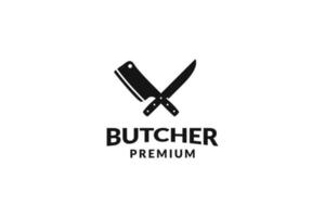 platte slagersmes logo ontwerp vector sjabloon illustratie