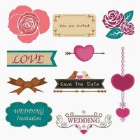 bewerkbare vector set decoratieve bruiloft ornamenten illustratie elementen