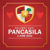 selamat hari pancasila betekent gelukkige pancasila-dag, het symbool van de republiek indonesië vector