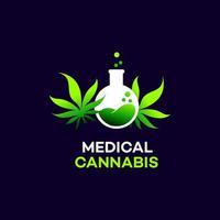 een medisch marihuanaplant caduceus concept symbool met cannabisplant met bladeren verstrengeld rond een staaf vector